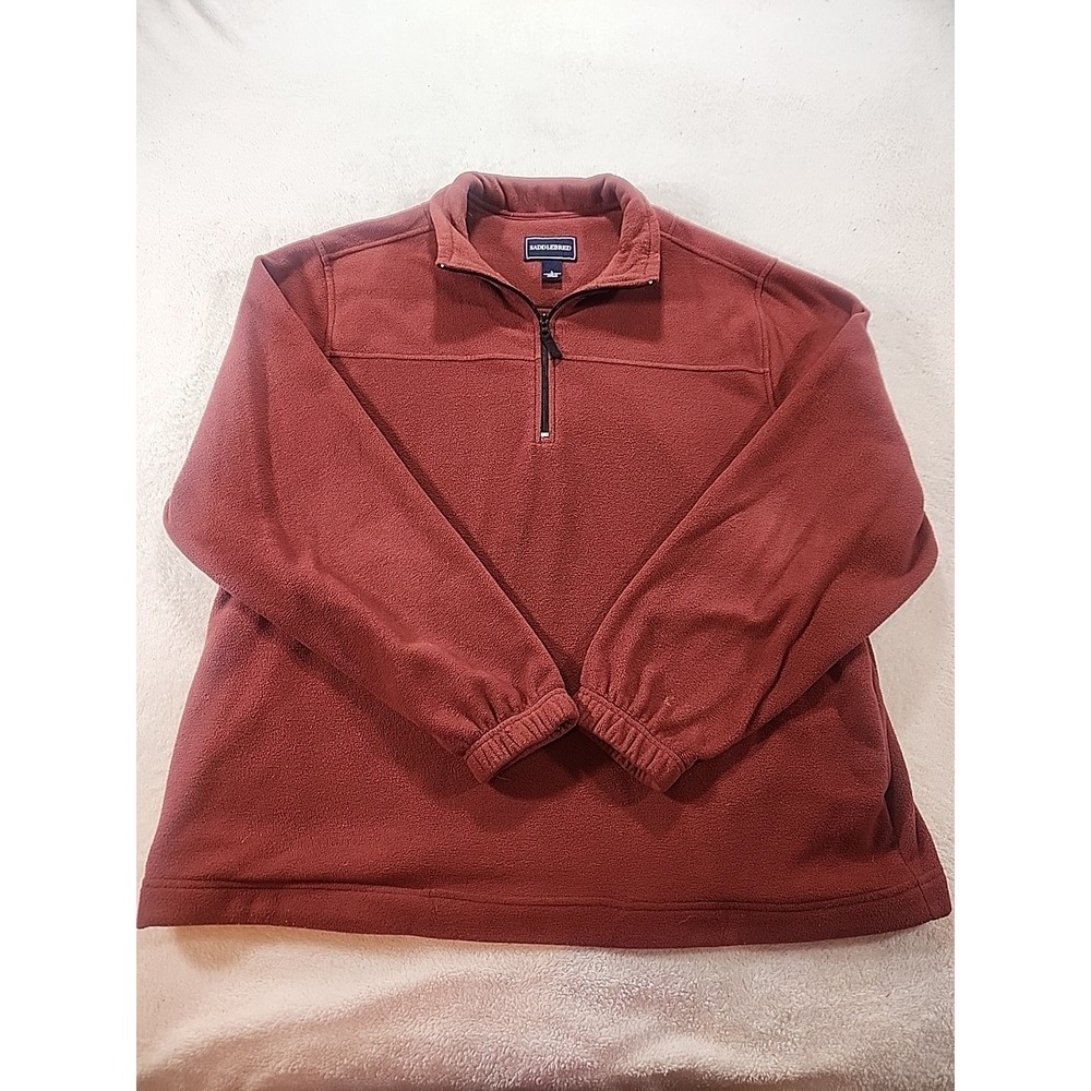 Men's Saddlebred 1/4 Zop Pullover Fleece With Pockets  Burnt‎ Orange Size Large